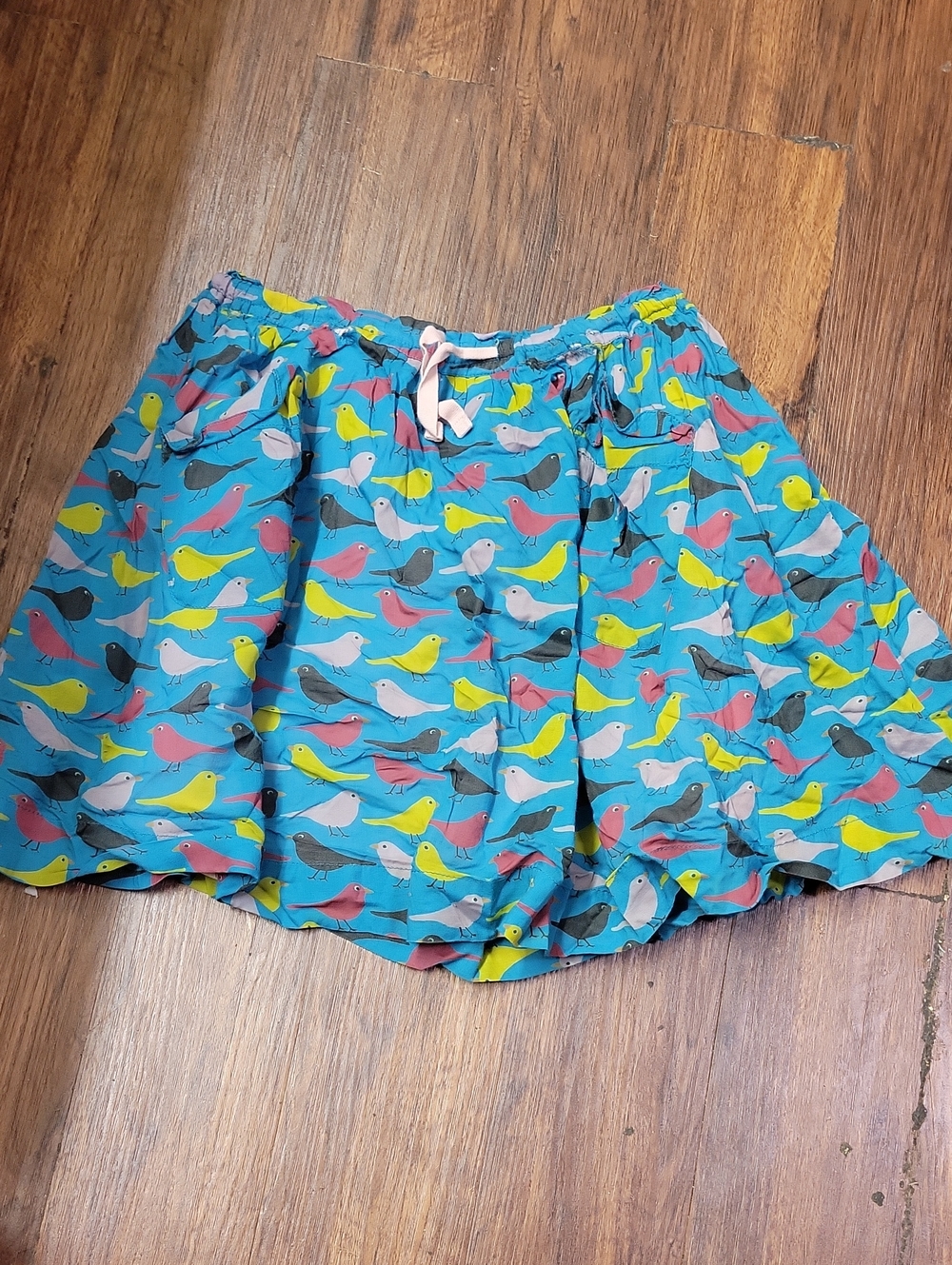 Mini Boden Girl Blue Bird-Print Casual Skirt